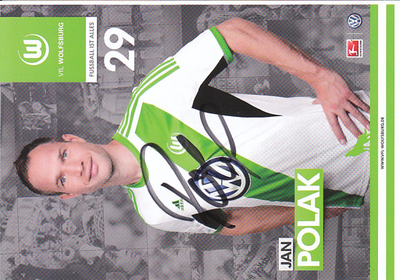 Jan Polak VfL Wolfsburg 2013/14 Podpisova karta autogram