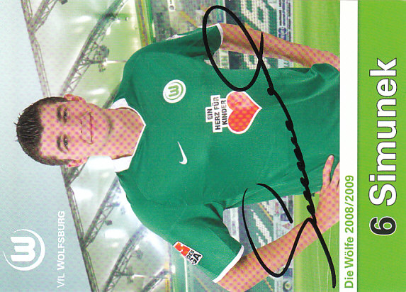 Jan Simunek VfL Wolfsburg 2008/09 Podpisova karta autogram