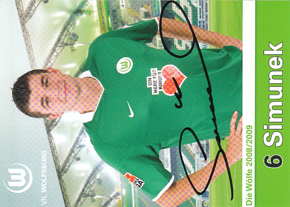 Jan Simunek VfL Wolfsburg 2008/09 Podpisova karta autogram