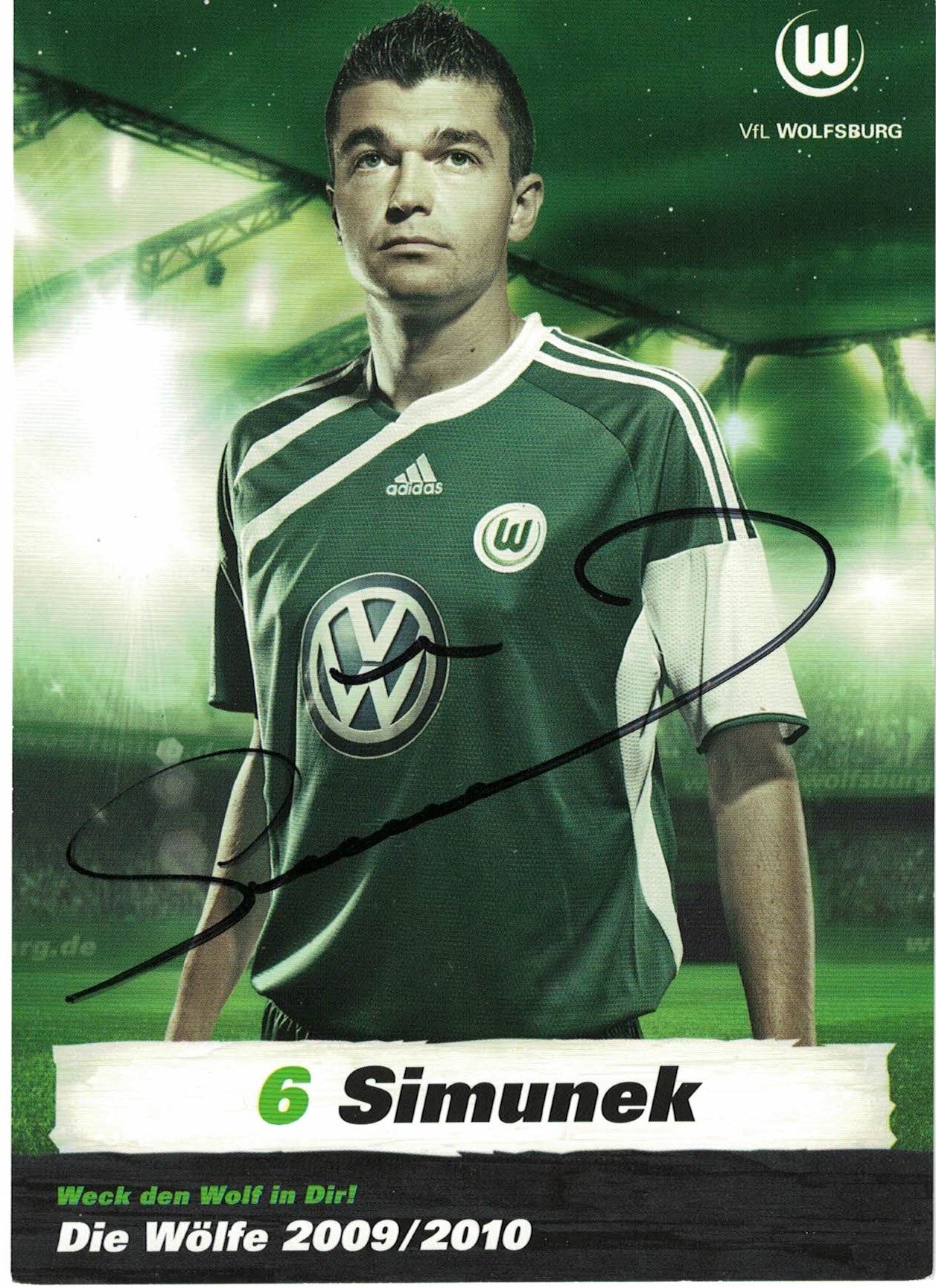 Jan Simunek VfL Wolfsburg 2009/10 Podpisova karta autogram