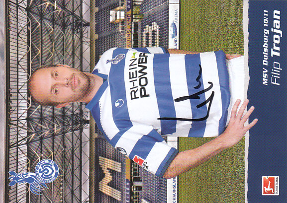 Filip Trojan MSV Duisburg 2010/11 Podpisova karta autogram
