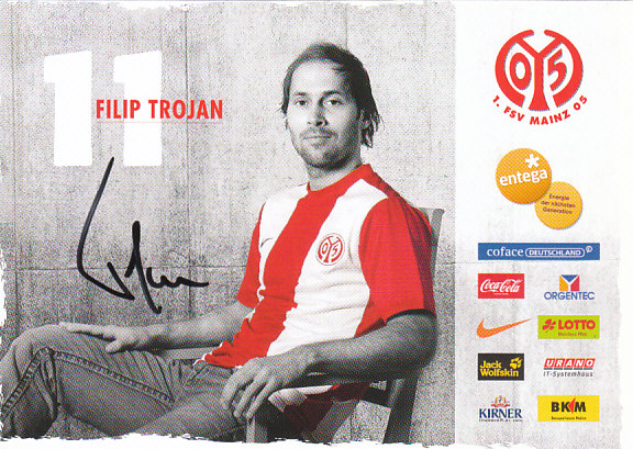 Filip Trojan 1. FSV Mainz 05 2009/10 Podpisova karta autogram