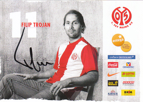 Filip Trojan 1. FSV Mainz 05 2009/10 Podpisova karta autogram