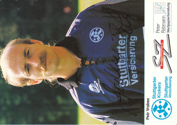 Petr Vrabec Stuttgarter Kickers 1993/94 Podpisova karta autogram