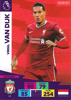 Virgil van Dijk Liverpool 2020/21 Panini Adrenalyn XL #16