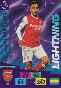 Pierre-Emerick Aubameyang Arsenal 2020/21 Panini Adrenalyn XL Lightning #410