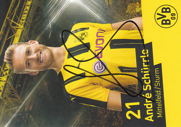 Andre Schurrle Borussia Dortmund 2016/17 Podpisova karta Autogram