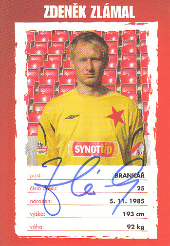 Zdenek Zlamal SK Slavia Praha 2010/11 Podpisova karta Autogram