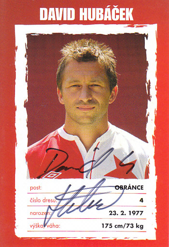 David Hubacek SK Slavia Praha 2012/13 Podpisova karta Autogram