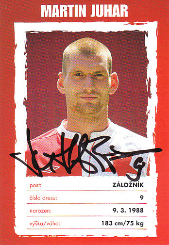 Martin Juhar SK Slavia Praha 2012/13 Podpisova karta Autogram