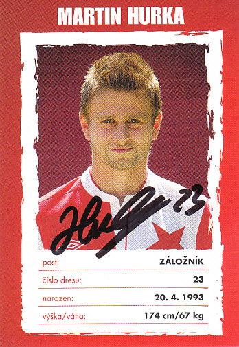 Martin Hurka SK Slavia Praha 2012/13 Podpisova karta Autogram