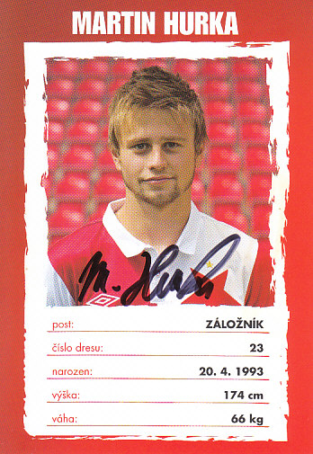 Martin Hurka SK Slavia Praha 2013/14 Podpisova karta Autogram