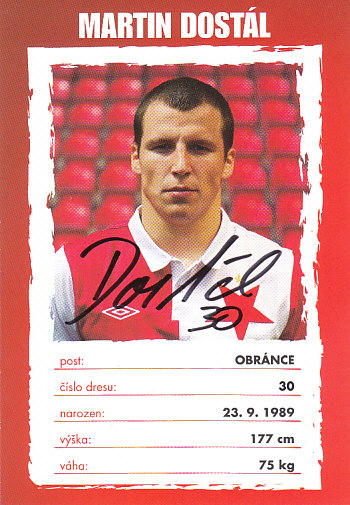 Martin Dostal SK Slavia Praha 2013/14 Podpisova karta Autogram