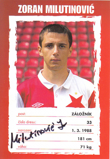 Zoran Milutinovic SK Slavia Praha 2013/14 Podpisova karta Autogram