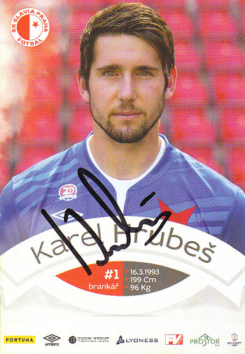 Karel Hrubes SK Slavia Praha 2015/16 Podpisova karta Autogram