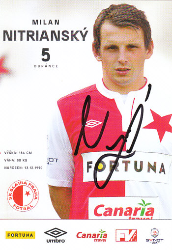 Milan Nitriansky SK Slavia Praha 2014/15 Podpisova karta Autogram