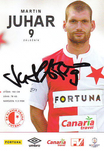 Martin Juhar SK Slavia Praha 2014/15 Podpisova karta Autogram