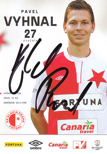 Pavel Vyhnal SK Slavia Praha 2014/15 Podpisova karta Autogram