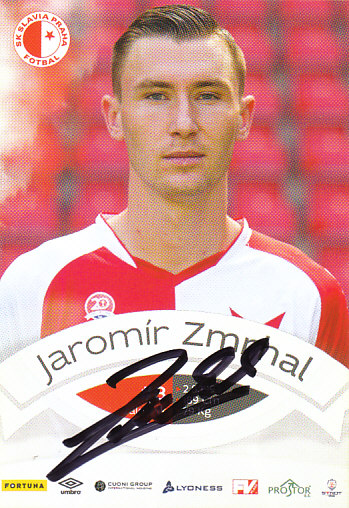 Jaromir Zmrhal SK Slavia Praha 2015/16 Podpisova karta Autogram