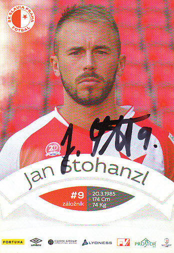 Jan Stohanzl SK Slavia Praha 2015/16 Podpisova karta Autogram