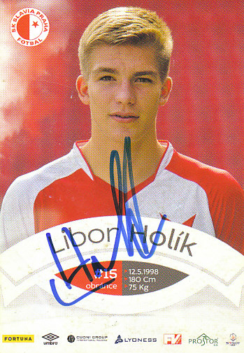 LIbor Holik SK Slavia Praha 2015/16 Podpisova karta Autogram