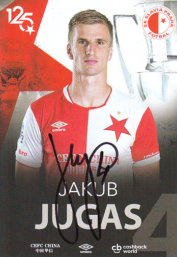 Jakub Jugas SK Slavia Praha 2017/18 Podpisova karta Autogram