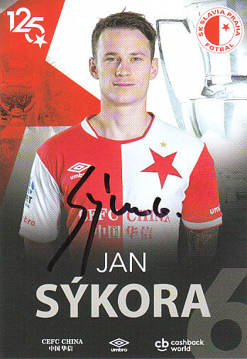Jan Sykora SK Slavia Praha 2017/18 Podpisova karta Autogram