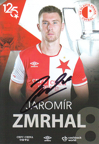 Jaromir Zmrhal SK Slavia Praha 2017/18 Podpisova karta Autogram