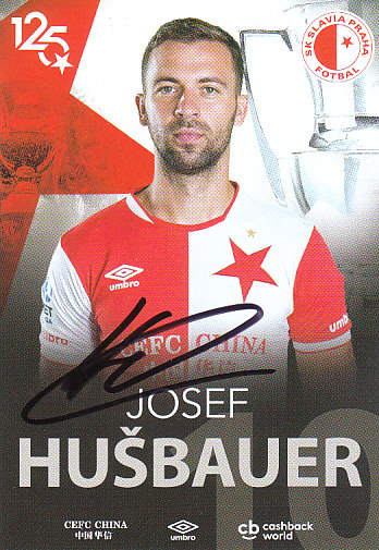 Josef Husbauer SK Slavia Praha 2017/18 Podpisova karta Autogram