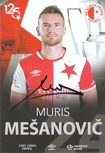 Muris Mesanovic SK Slavia Praha 2017/18 Podpisova karta Autogram