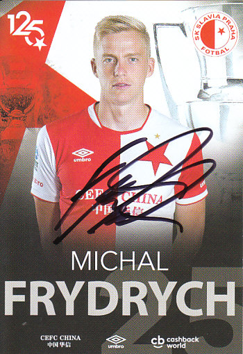 Michal Frydrych SK Slavia Praha 2017/18 Podpisova karta Autogram