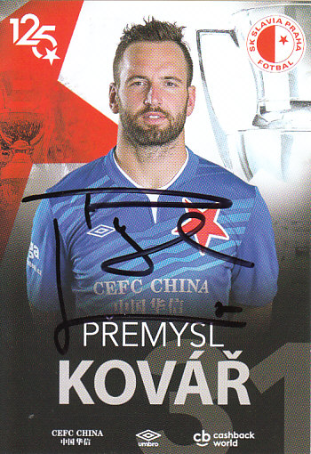 Premysl Kovar SK Slavia Praha 2017/18 Podpisova karta Autogram