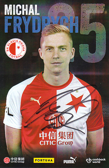 Michal Frydrych SK Slavia Praha 2018/19 jaro Podpisova karta Autogram