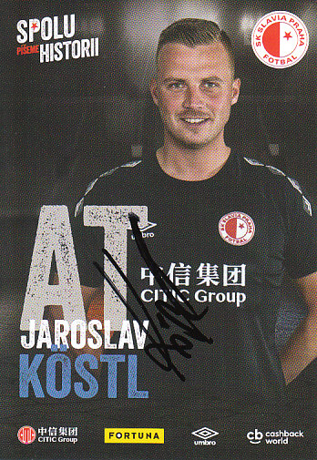 Jaroslav Kostl SK Slavia Praha 2018/19 podzim Podpisova karta Autogram