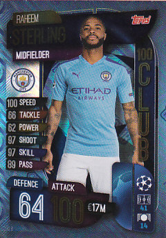 Raheem Sterling Manchester City 2019/20 Topps Match Attax CL 100 Club #CLU8