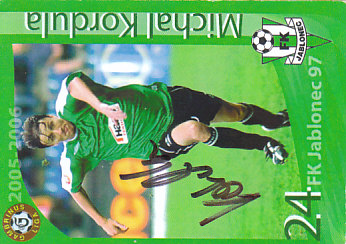 Michal Kordula FK Baumit Jablonec Podpisova karta Autogram