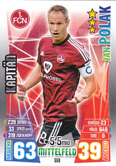 Jan Polak 1. FC Nurnberg 2015/16 Topps MA Bundesliga #559