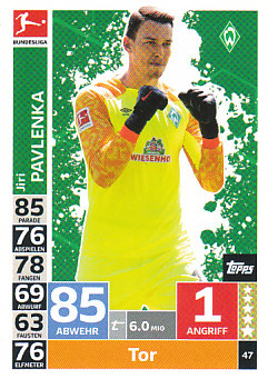 Jiri Pavlenka Werder Bremen 2018/19 Topps MA Bundesliga #47