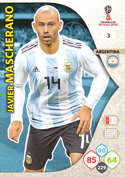 Javier Mascherano Argentina Panini 2018 World Cup #3