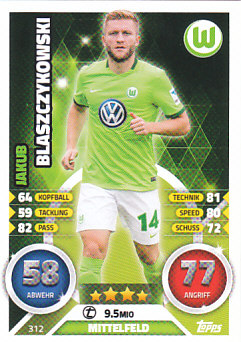 Jakub Blaszczykowski VfL Wolfsburg 2016/17 Topps MA Bundesliga #312