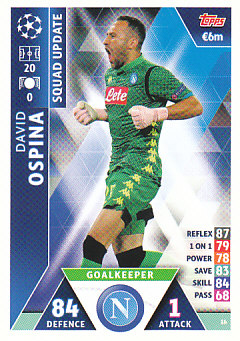 David Ospina SSC Napoli 2018/19 Topps Match Attax CL Squad Update #16