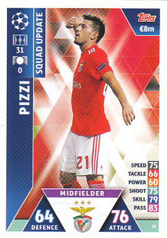 Pizzi SL Benfica 2018/19 Topps Match Attax CL Squad Update #32