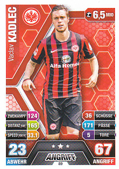 Vaclav Kadlec Eintracht Frankfurt 2014/15 Topps Match Attax Bundesliga #89