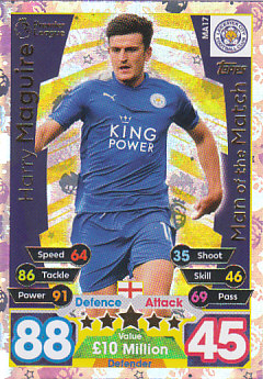 Harry Maguire Leicester City 2017/18 Topps Match Attax Man of the Match #MA17