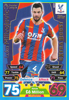Luka Milivojevic Crystal Palace 2017/18 Topps Match Attax ExtraExtra Boost #UC09