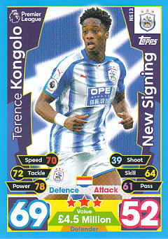 Terence Kongolo Huddersfield To 2017/18 Topps Match Attax Extra New Signin #NS13
