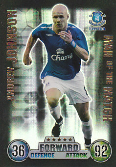 Andrew Johnson Everton 2007/08 Topps Match Attax Man of the match #384
