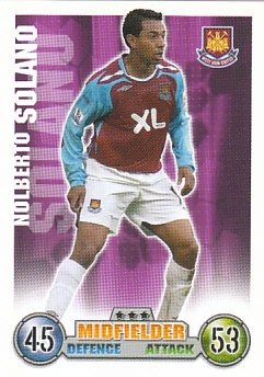 Nolberto Solano West Ham United 2007/08 Topps Match Attax Update #78