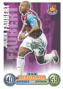 Julien Faubert West Ham United 2007/08 Topps Match Attax Update #79