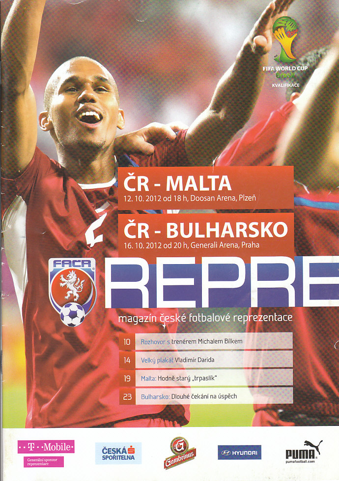 Program CR - Malta/Bulharsko kval. utkani 2012